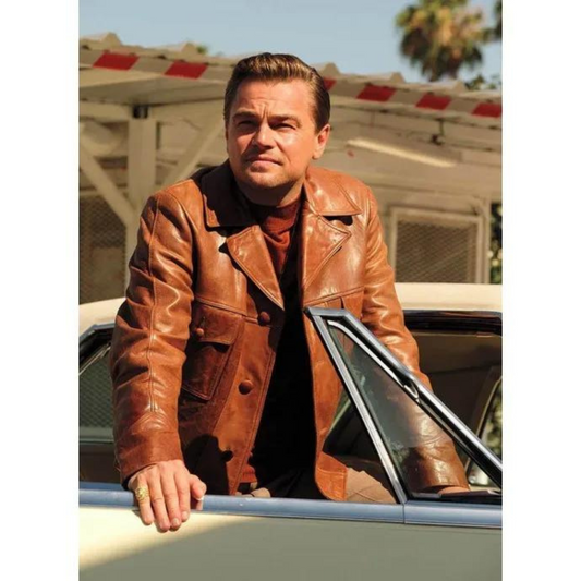 Leonardo Di Caprio Once Upon A Time In Hollywood Vintage Spanish Brown Leather Jacket